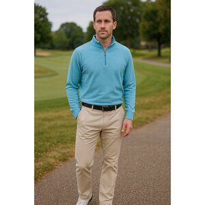 Peter Millar Valderrama 1/4 Zip Pullover Men’s S Blue Cotton Modal Blend Golf